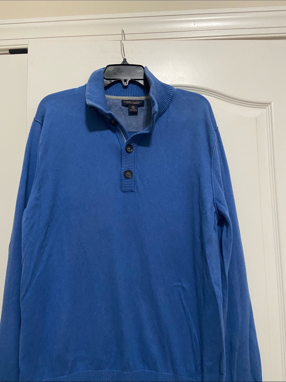 Banana Republic Blue Button-Mock Collar Pullover